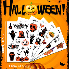 Cross-Border New Cartoon Halloween Tattoo Stickers High-End Children's Holiday Party Funny Pumpkin Tattoo Stickers
