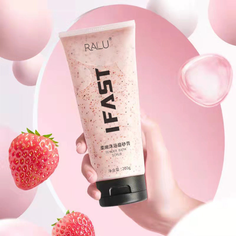 RALU Soft Bath Scrub Nicotinamide Multi-Effect Soft And Tender White Improve Skin Dull Exfoliating Strawberry Flavor