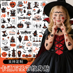 Cross-Border New Cartoon Halloween Tattoo Stickers High-End Children's Holiday Party Funny Pumpkin Tattoo Stickers
